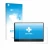 Parte frontal de un envase de producto con el logotipo de la marca upscreen. Al lado se muestra el dispositivo MSI Pro MP161 E