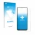 Parte frontal de un envase de producto con el logotipo de la marca upscreen. Al lado se muestra el dispositivo Blackview Shark