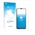 Parte frontal de un envase de producto con el logotipo de la marca upscreen. Al lado se muestra el dispositivo ZTE Blade A35e 