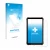 Parte frontal de un envase de producto con el logotipo de la marca upscreen. Al lado se muestra el dispositivo Blackview Activ