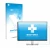 Parte frontal de un envase de producto con el logotipo de la marca upscreen. Al lado se muestra el dispositivo Dell Pro 24 Plu
