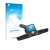 Parte frontal de un envase de producto con el logotipo de la marca upscreen. Al lado se muestra el dispositivo Motocaddy M7 GP