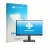 Parte frontal de un envase de producto con el logotipo de la marca upscreen. Al lado se muestra el dispositivo Dell 22 SE2225H