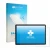 Parte frontal de un envase de producto con el logotipo de la marca upscreen. Al lado se muestra el dispositivo Acepad A172 con