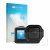 Parte frontal de un envase de producto con el logotipo de la marca upscreen. Al lado se muestra el dispositivo GoPro Mission 1