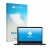 Parte frontal de un envase de producto con el logotipo de la marca upscreen. Al lado se muestra el dispositivo ASUS ExpertBook