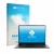 Parte frontal de un envase de producto con el logotipo de la marca upscreen. Al lado se muestra el dispositivo Chuwi UniBook c
