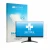 Parte frontal de un envase de producto con el logotipo de la marca upscreen. Al lado se muestra el dispositivo MSI G255F con s