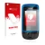 Parte frontal de un envase de producto con el logotipo de la marca upscreen. Al lado se muestra el dispositivo Nokia C2-05 con