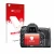 Parte frontal de un envase de producto con el logotipo de la marca upscreen. Al lado se muestra el dispositivo Nikon D7100 con