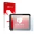 Parte frontal de un envase de producto con el logotipo de la marca upscreen. Al lado se muestra el dispositivo BQ Curie 2 con 