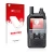Parte frontal de un envase de producto con el logotipo de la marca upscreen. Al lado se muestra el dispositivo Icom ID-51 con 