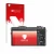 Parte frontal de un envase de producto con el logotipo de la marca upscreen. Al lado se muestra el dispositivo Sony Alpha 5100