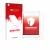 Parte frontal de un envase de producto con el logotipo de la marca upscreen. Al lado se muestra el dispositivo Apple iPad Mini