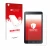 Parte frontal de un envase de producto con el logotipo de la marca upscreen. Al lado se muestra el dispositivo Samsung Galaxy 