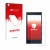 Parte frontal de un envase de producto con el logotipo de la marca upscreen. Al lado se muestra el dispositivo Sony Xperia X C