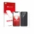Parte frontal de un envase de producto con el logotipo de la marca upscreen. Al lado se muestra el dispositivo Apple iPhone X 