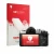 Parte frontal de un envase de producto con el logotipo de la marca upscreen. Al lado se muestra el dispositivo Olympus OM-D E-