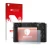 Parte frontal de un envase de producto con el logotipo de la marca upscreen. Al lado se muestra el dispositivo Panasonic Lumix