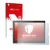 Parte frontal de un envase de producto con el logotipo de la marca upscreen. Al lado se muestra el dispositivo Lenovo ThinkPad