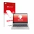 Parte frontal de un envase de producto con el logotipo de la marca upscreen. Al lado se muestra el dispositivo HP EliteBook 84