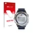 Parte frontal de un envase de producto con el logotipo de la marca upscreen. Al lado se muestra el dispositivo Garmin quatix 6