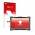 Parte frontal de un envase de producto con el logotipo de la marca upscreen. Al lado se muestra el dispositivo Getac A140 con 