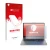 Parte frontal de un envase de producto con el logotipo de la marca upscreen. Al lado se muestra el dispositivo Lenovo IdeaPad 