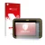 Parte frontal de un envase de producto con el logotipo de la marca upscreen. Al lado se muestra el dispositivo Trimble T7 con 