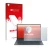 Parte frontal de un envase de producto con el logotipo de la marca upscreen. Al lado se muestra el dispositivo ASUS ZenBook 13