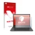 Parte frontal de un envase de producto con el logotipo de la marca upscreen. Al lado se muestra el dispositivo Lenovo ThinkPad