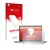 Parte frontal de un envase de producto con el logotipo de la marca upscreen. Al lado se muestra el dispositivo Lenovo ThinkPad