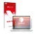 Parte frontal de un envase de producto con el logotipo de la marca upscreen. Al lado se muestra el dispositivo HP ProBook 440 