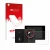 Parte frontal de un envase de producto con el logotipo de la marca upscreen. Al lado se muestra el dispositivo Akaso EK7000 Pr