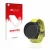 Parte frontal de un envase de producto con el logotipo de la marca upscreen. Al lado se muestra el dispositivo Suunto Vertical