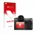 Parte frontal de un envase de producto con el logotipo de la marca upscreen. Al lado se muestra el dispositivo Fujifilm GFX100