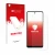 Parte frontal de un envase de producto con el logotipo de la marca upscreen. Al lado se muestra el dispositivo Motorola Moto E