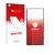 Parte frontal de un envase de producto con el logotipo de la marca upscreen. Al lado se muestra el dispositivo ZTE Nubia Red M