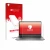 Parte frontal de un envase de producto con el logotipo de la marca upscreen. Al lado se muestra el dispositivo HP Zbook Power 