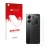Parte frontal de un envase de producto con el logotipo de la marca upscreen. Al lado se muestra el dispositivo Xiaomi Redmi No