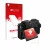 Parte frontal de un envase de producto con el logotipo de la marca upscreen. Al lado se muestra el dispositivo Fujifilm GFX100