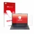 Parte frontal de un envase de producto con el logotipo de la marca upscreen. Al lado se muestra el dispositivo Lenovo ThinkPad
