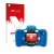 Parte frontal de un envase de producto con el logotipo de la marca upscreen. Al lado se muestra el dispositivo Vtech Kidizoom 