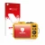 Parte frontal de un envase de producto con el logotipo de la marca upscreen. Al lado se muestra el dispositivo Kodak Pixpro WP