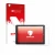 Parte frontal de un envase de producto con el logotipo de la marca upscreen. Al lado se muestra el dispositivo Awow AiBook 10 