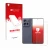 Parte frontal de un envase de producto con el logotipo de la marca upscreen. Al lado se muestra el dispositivo Motorola Edge 5