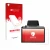 Parte frontal de un envase de producto con el logotipo de la marca upscreen. Al lado se muestra el dispositivo Sunmi D3 Mini c