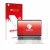 Parte frontal de un envase de producto con el logotipo de la marca upscreen. Al lado se muestra el dispositivo HP EliteBook 10