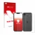 Parte frontal de un envase de producto con el logotipo de la marca upscreen. Al lado se muestra el dispositivo Apple iPhone 16