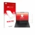 Parte frontal de un envase de producto con el logotipo de la marca upscreen. Al lado se muestra el dispositivo Lenovo ThinkPad